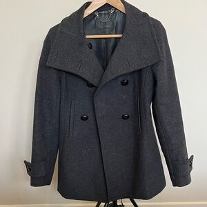 Aritzia Babaton Howell Wool & Cashmere Dark Grey Double-Breasted Pea Coat